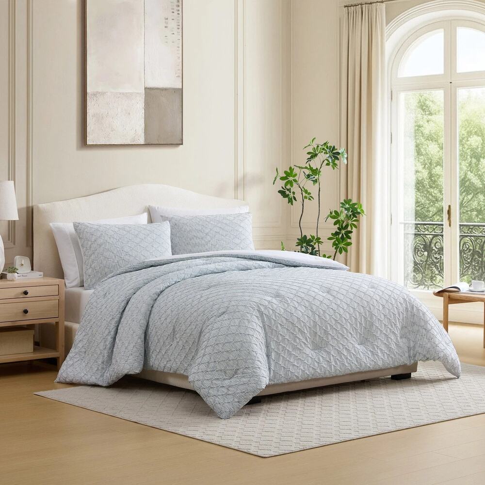 Jennifer Adams Queen Yarn Dyed Comforter Set 3 Piece Comforter w/Shams New